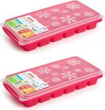 PLASTICFORTE Tray met ijsblokjes - 2x - 12 vakjes - Kunststof - Roze