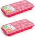 PLASTICFORTE Tray met ijsblokjes - 2x - 12 vakjes - Kunststof - Roze
