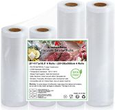 KitchenBoss Voedselvacuümzak: BPA-vrije voedselvacuümrol voor Sous Vide-machine, 4 rollen voedselvacuümfolie, plastic voedselvacuümzak, 20/28/500cm