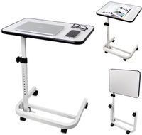 Mobiclinic Cumbre - Bijzettafel met wielen - In hoogte verstelbaar - C-vormige onderstel Opvouwbaar en compact - Laptoptafel - Staal en hout - Bedtafel - Wit
