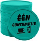 CombiCraft Consumptiemunten één consumptie Ø29mm turquoise - enkelzijdig bedrukt - 100 stuks