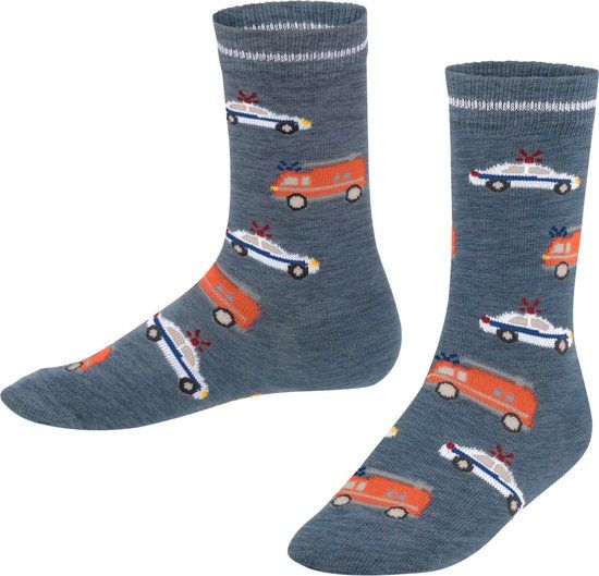FALKE Police and Fire Cars Kindersokken - Blauw - Maat 19-22