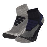 Xtreme Sockswear Quarter Wandelsokken – 2 Paar – Lage Hiking Sokken Unisex – Katoen & Coolmax – Multi Blauw – Maat 39/42