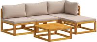 vidaXL - Bankstel - 2 zitplaatsen - Taupe - Massief Acacia Hout