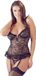 Cottelli Collection Jarretel Body met Bijpassende String – Maat 75B/S – Zwart