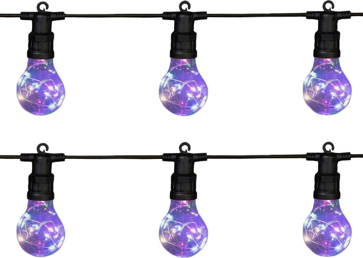 Anna's Collection 2x stuks buiten feestverlichting lichtsnoeren met gekleurde lampjes/bollampjes 10m - tuinverlichting - LED sfeerverlichting
