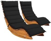 CASARIA® Set van 2 Ligstoelen Java - FSC® Acaciahout met Kussen - Antraciet