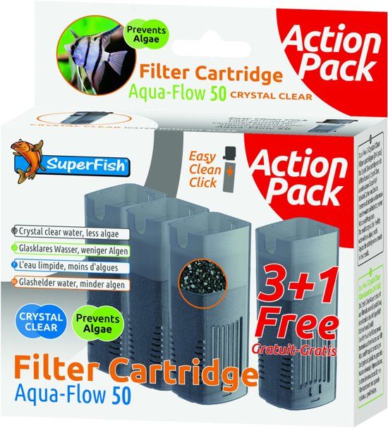 SuperFish Aquaflow 50 Filter Crystal Clear Cartridge - 4 stuks