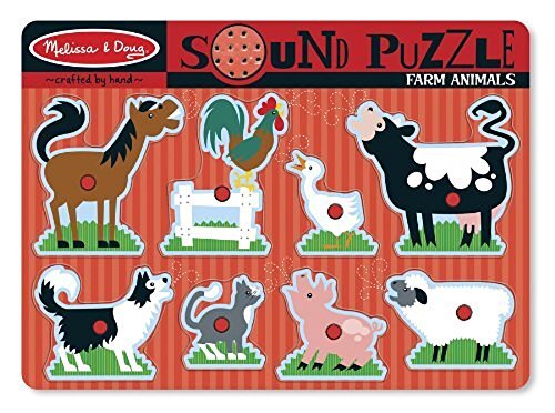 MELISSA & DOUG Geluidspuzzel met boerderijdieren | Puzzels | Houten speelgoed | 2+ | Cadeau voor jongens en meisjes