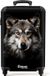 NoBoringSuitcases.com® Handbagage koffer lichtgewicht - Reiskoffer trolley - Wolf portret tegen een zwarte achtergrond - Rolkoffer met wieltjes - Past binnen 55x40x20 en 55x35x25