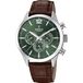 Festina F20542/8 Heren Polshorloge Chronograaf Bruin Leer Groen Wijzerplaat Staal