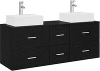 vidaXL Badkamerkastenset 3 stuks Zwart 129 x 41 x 79.5 cm Bewerkt hout