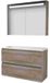 Basic-Line Premium 39 Badkamermeubelset - Ondiep - 100 x 39 cm - Greeploos - 2 Lades - Acryl Wastafel - Zonder Kraangat - Spiegelkast met LED Verlichting - Scotch Oak