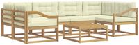 vidaXL Hoek loungeset 6 zitplaatsen Wit en crème Acacia hout