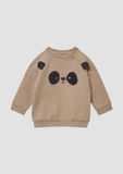 s.Oliver Sweatshirt Bruin/Zwart Dierenprint Katoen Korte Mouw Ronde Hals Unisex Kinderen Maat 80