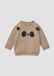 s.Oliver Sweatshirt Bruin/Zwart Dierenprint Katoen Korte Mouw Ronde Hals Unisex Kinderen Maat 80
