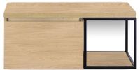 BES LED Frozen Badmeubelset 100 cm - Greeplijst in Kleur - Zwart Frame - Wastafelbovenblad Casella Oak