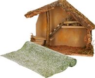 Edelman Bv Crèche vide - L39 x l19 x H28 cm - incl. sol/fond en herbe - enneigé