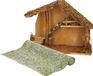 Merkloos / Sans marque Edelman Bv Lege kerststal - L39 x B19 x H28 cm - incl. gras ondergrond/achtergrond - besneeuwd