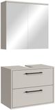 Badplaats Florence Wastafelkast Set 60 x 35 cm – Beige – Badmeubel met Spiegelkast
