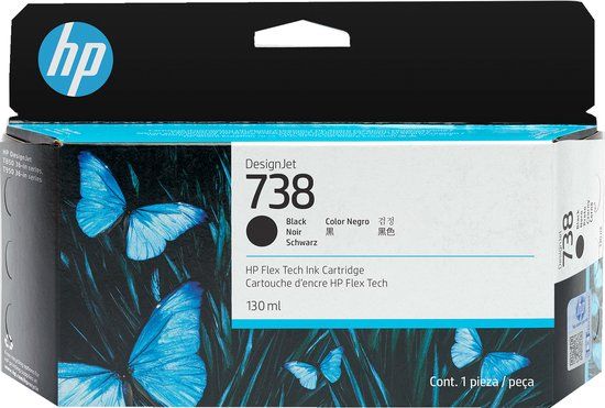 HP 738 130-ml Black DesignJet Ink Cartridge - 498N4A