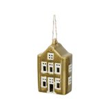 Maison suspension, mousse verte, porcelaine, 7 cm