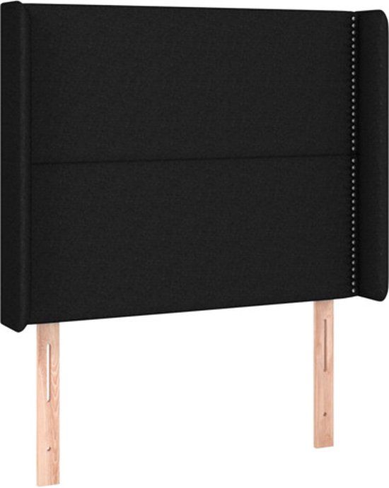 vidaXL Hoofdbord met randen 103x16x118/128 cm stof zwart