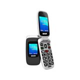 WUUM Klap Klap mobiele telefoon met dubbel display, grote toetsen en cijfers, 2 direct geheugen en SOS-knop, bluetooth, grote 800 mAh-batterij, USB-C, zwart