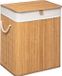 5Five Wasmand van bamboe - 60 liter - 41 x 30 x 50 cm - met deksel