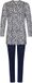 Pastunette Premium - Pyjama - Grace - Katoen/Modal - Dierenprint - Lange mouw - Vrouwen - Blauw/Wit - Maat 46