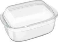 Merkloos Relaxdays Ovenschaal met Deksel - 4,5 L - Glas - Transparant