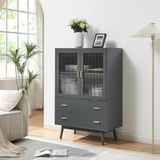 [en.casa] Vitrinekast Susa 120x80x40 cm grijs