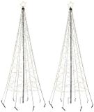 Lumineo Vlaggenmast kerstboom met ster - 2x - verlichting - 480 leds - D100 x H320 cm - warm wit