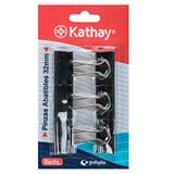 Kathay 86400910 Blister met 6 klemmen, 32 mm, zwart