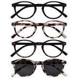 Opulize Zen 4 Stuks Leesbril Met Zon Lezer Zwart Bruin Kristal Klein Mannen Vrouwen RRRS24-11T2C