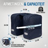 Bike Wave Dubbele Fietstas - 30L - Blauw - Reflecterend - Universele Bevestiging - Voor Stadfiets & E-bike