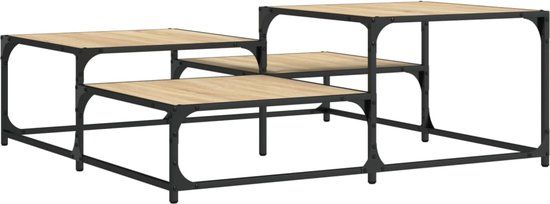 vidaXL Salontafel 107x107x40 cm bewerkt hout sonoma eikenkleurig
