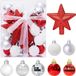 Unyqoos® 30er Pack Mini-Weihnachtskugeln mit Aufhänger, 3 cm Kleine Christbaumkugeln, Rot & Weiß Kugeln, Mini-Weihnachtsbaum, Tisch-Weihnachtsbaum-Deko-Set