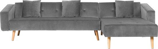 Beliani VADSO - Hoek slaapbank - Grijs - Fluweel - Links - 303 cm