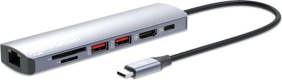 Manhattan 153966 laptop dock & poortreplicator Bedraad USB 3.2 Gen 2 (3.1 Gen 2) Type-C Zilver