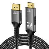 PremiumCord 8K DisplayPort-kabel 1.4 naar HDMI 2.1, mannelijk naar stekker, resolutie 8K @60Hz, 4K @144Hz, Full HD 1080p, HDCP 2.2, kleur: zwart, lengte: 2 m