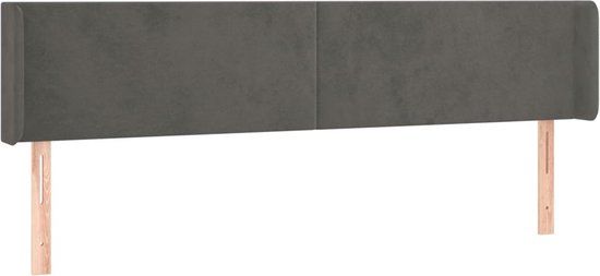 vidaXL Hoofdbord met randen 183x16x78/88 cm fluweel donkergrijs