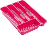 Plasticforte Bestekbak - 2x stuks - bestekhouder - 5 vaks - fuchsia roze - 33 x 24 x 4 cm - Kunststof