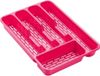 Plasticforte Bestekbak - 2x stuks - bestekhouder - 5 vaks - fuchsia roze - 33 x 24 x 4 cm - Kunststof