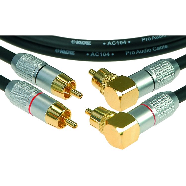 KLOTZ ALPA015 RCA recht 2p - RCA haaks 2p kabel 1.5m set van 2