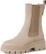 Tamaris - Dames - Laarzen - Beige - Leer - Chelsea boots - Hakhoogte 5-7 cm - Maat 41