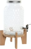 International Distributeur de boissons Robinet - 5,8 Litre - verre/bois - sur rehausseur - robinet/couvercle