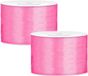 Merkloos Partydeco Cadeaulint - 2x - Donkerroze - 5 cm x 25 meter - Satijn