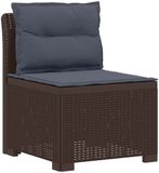 vidaXL Eén-zits Tuin Sofa met Kussens Rieten Look PP Bruin