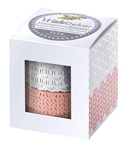 Folia Washi Tape Roze/Zilver - 2 Stuks - 25mm x 5m